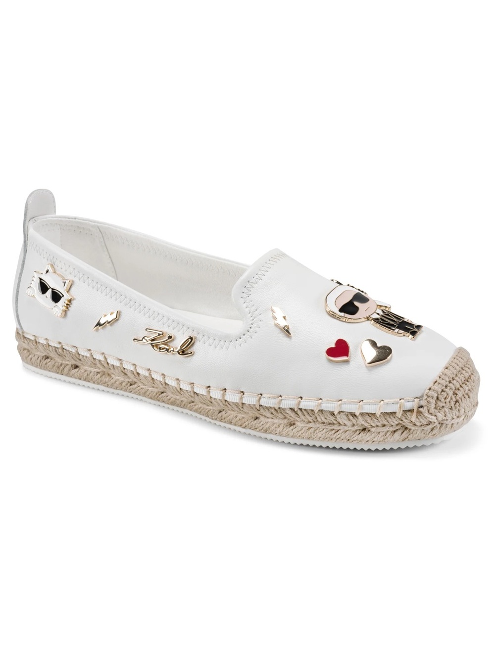 NWOT Karl lagerfeld MICHAELA LEATHER PIN SLIP-ON FLAT ESPADRILLE